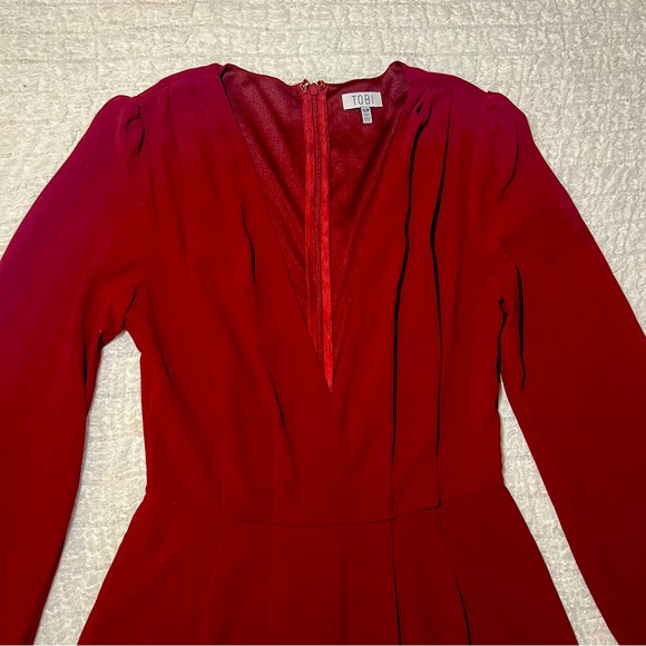 TOBI romper, long sheer sleeves, wine color, size S/P - Picture 3 of 6